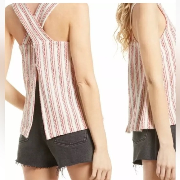 Madewell Bouclé Stripe Cross-Back Tank Top, Size Small - Picture 1 of 16